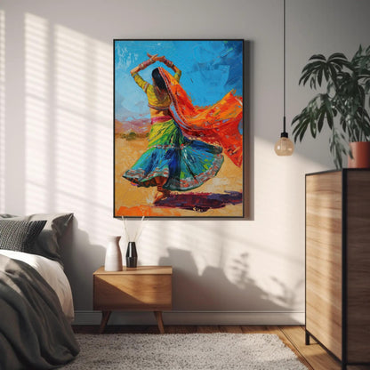 Indian Folk Dance Painting canvas wall art, gallery-wrapped or framed