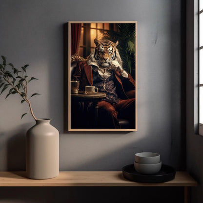 Mafia Boss Tiger canvas wall art shown in a styled room (view 3)
