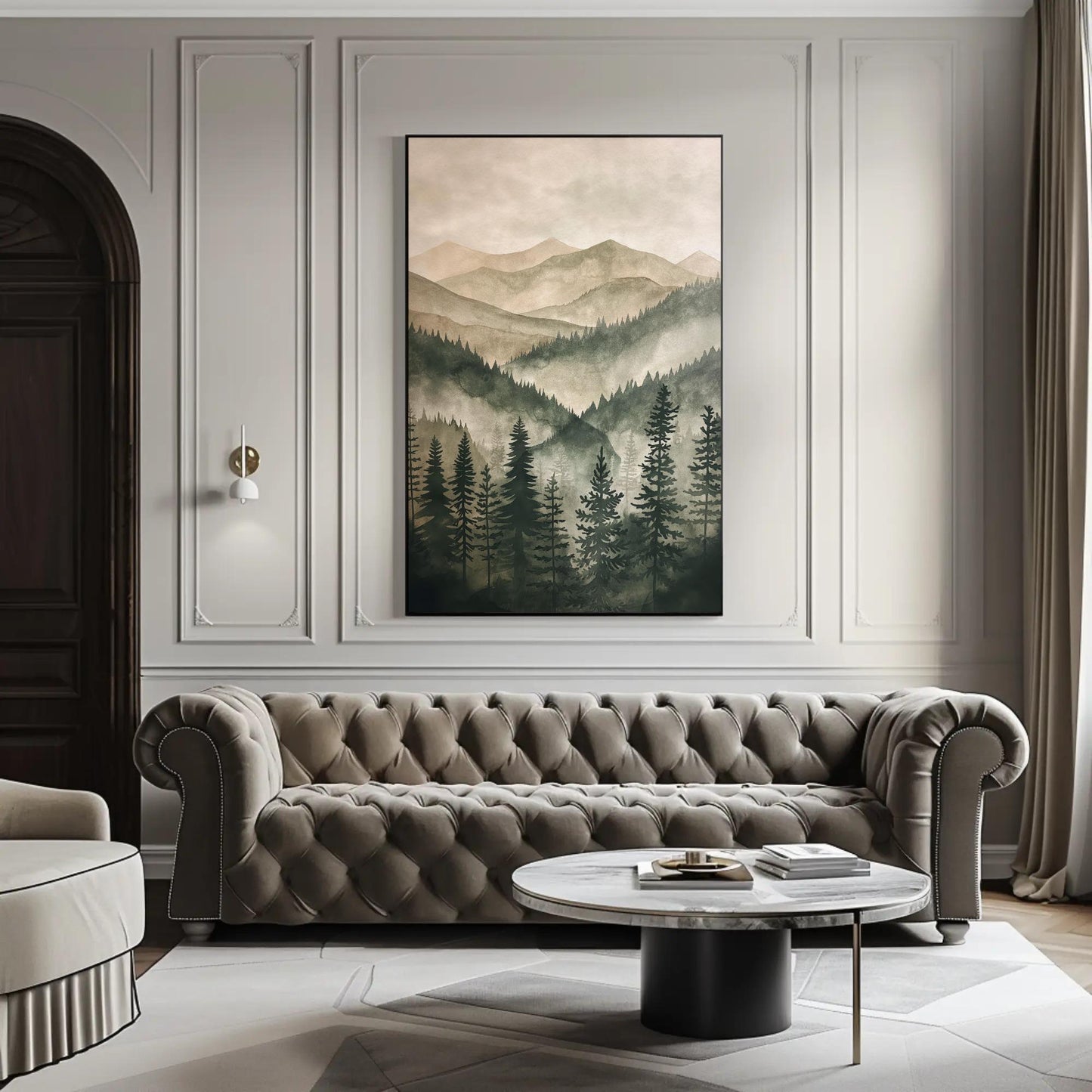 Green Mountain Pine Tree canvas wall art, gallery-wrapped or framed