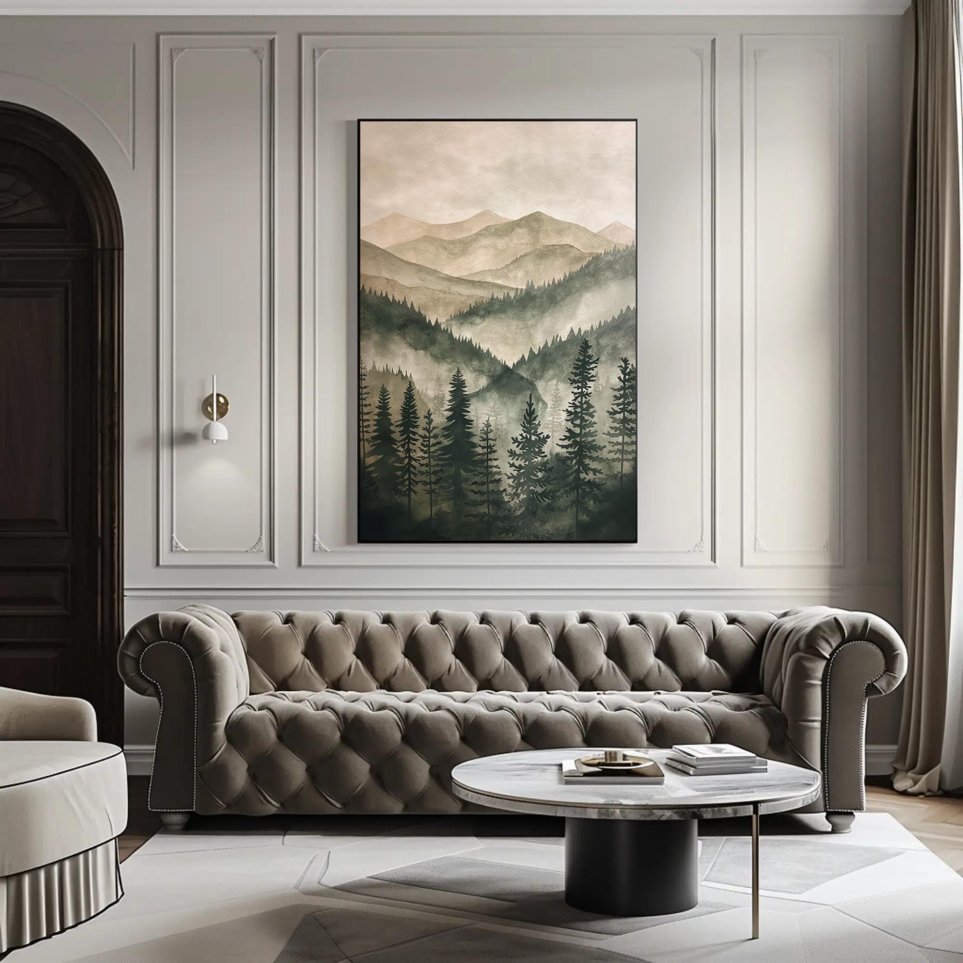 Green Mountain Pine Tree canvas wall art, gallery-wrapped or framed