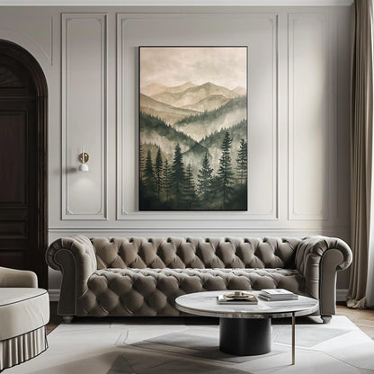 Green Mountain Pine Tree canvas wall art, gallery-wrapped or framed
