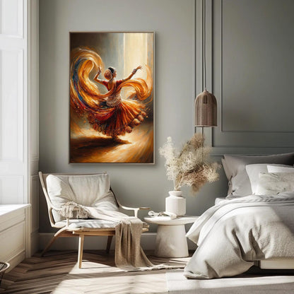 Indian Dancer Oil Painting canvas wall art shown in a styled interior (view 2)
