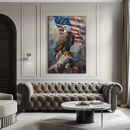 Bald Eagle canvas wall art shown in a living room (view 2)
