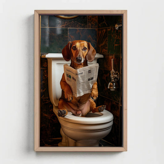 Dachshund Dog Canvas Print - Funny Bathroom Art | Toilet Humor Artwork Gift