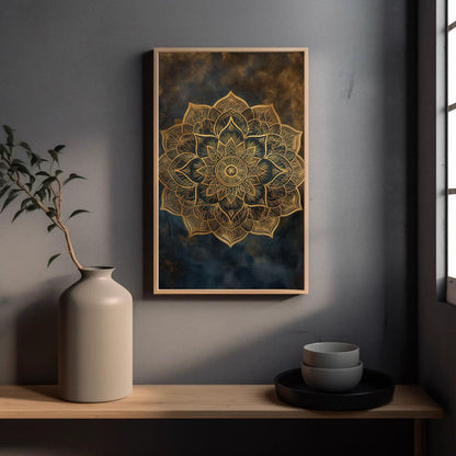 Gold Mandala canvas wall art shown in a styled interior (view 2)