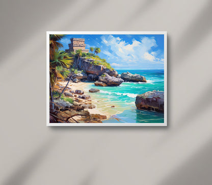 Tulum Mexico folk art canvas wall art for the home