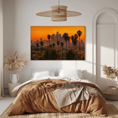 Los Angeles Sunset canvas wall art shown in a bedroom (view 3)