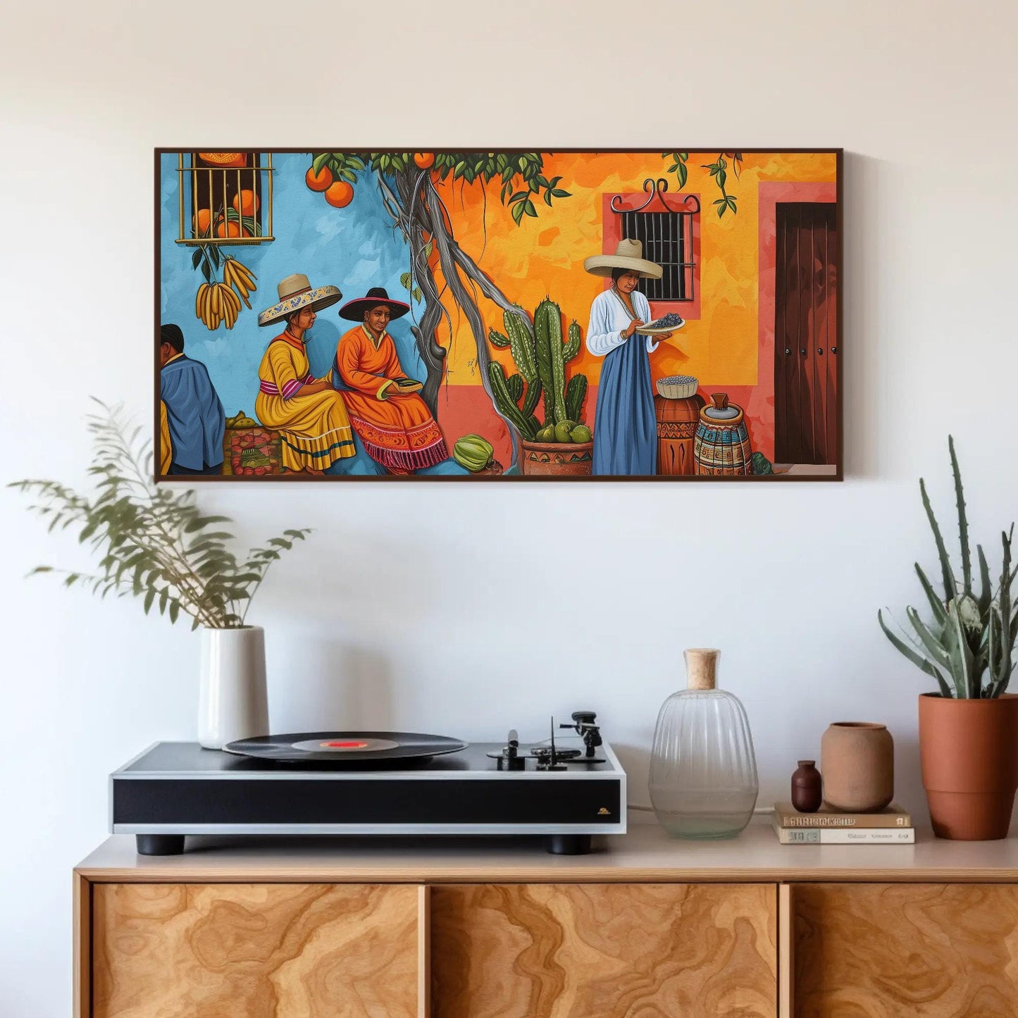Traditional Mexican , Vibrant Folk canvas wall art shown in a styled room (view 2)