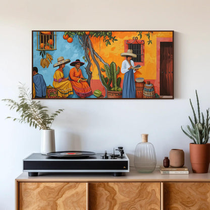 Traditional Mexican , Vibrant Folk canvas wall art shown in a styled room (view 2)