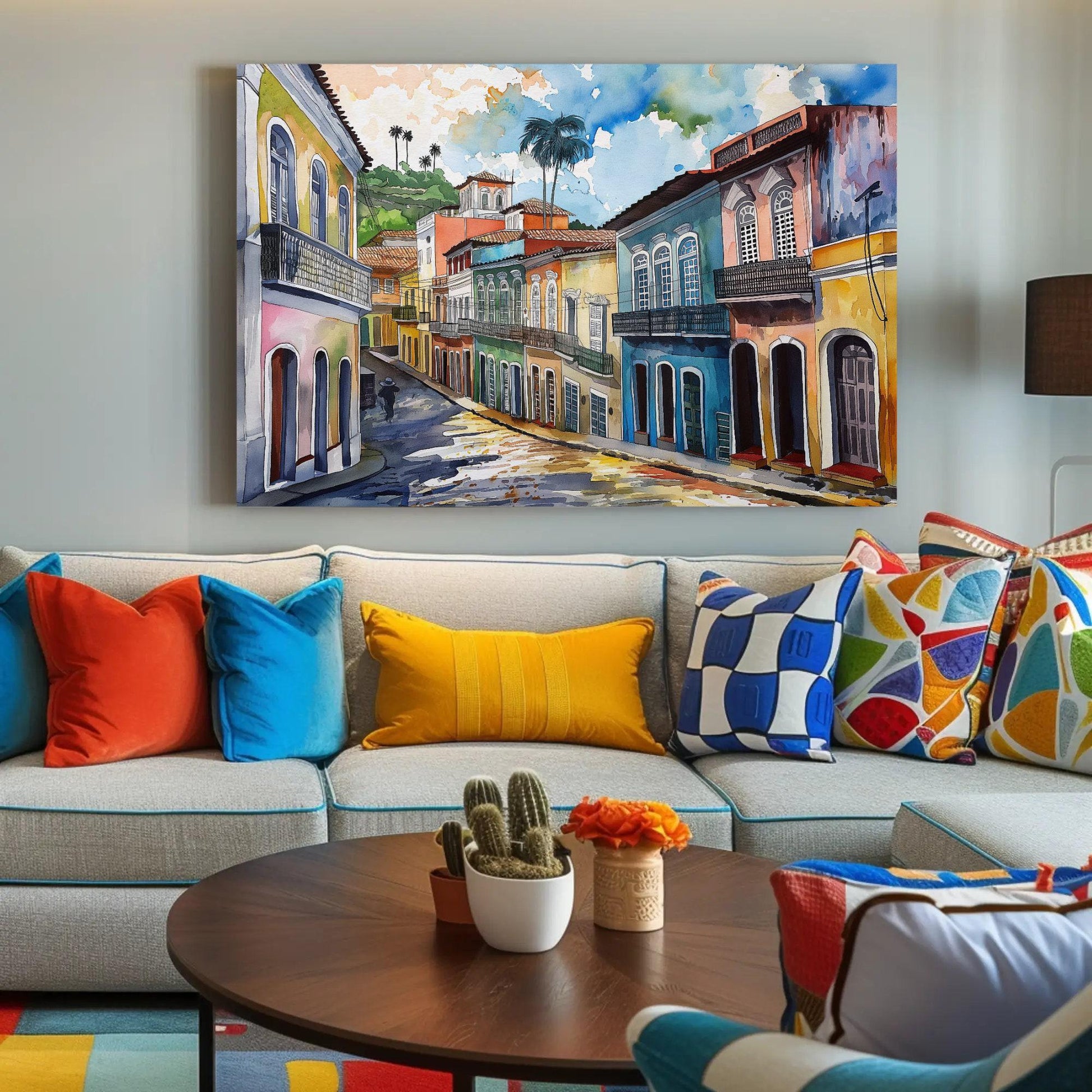 Salvador Bahia canvas wall art shown in a living room (view 3)