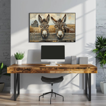 Two Donkeys canvas wall art, statement décor