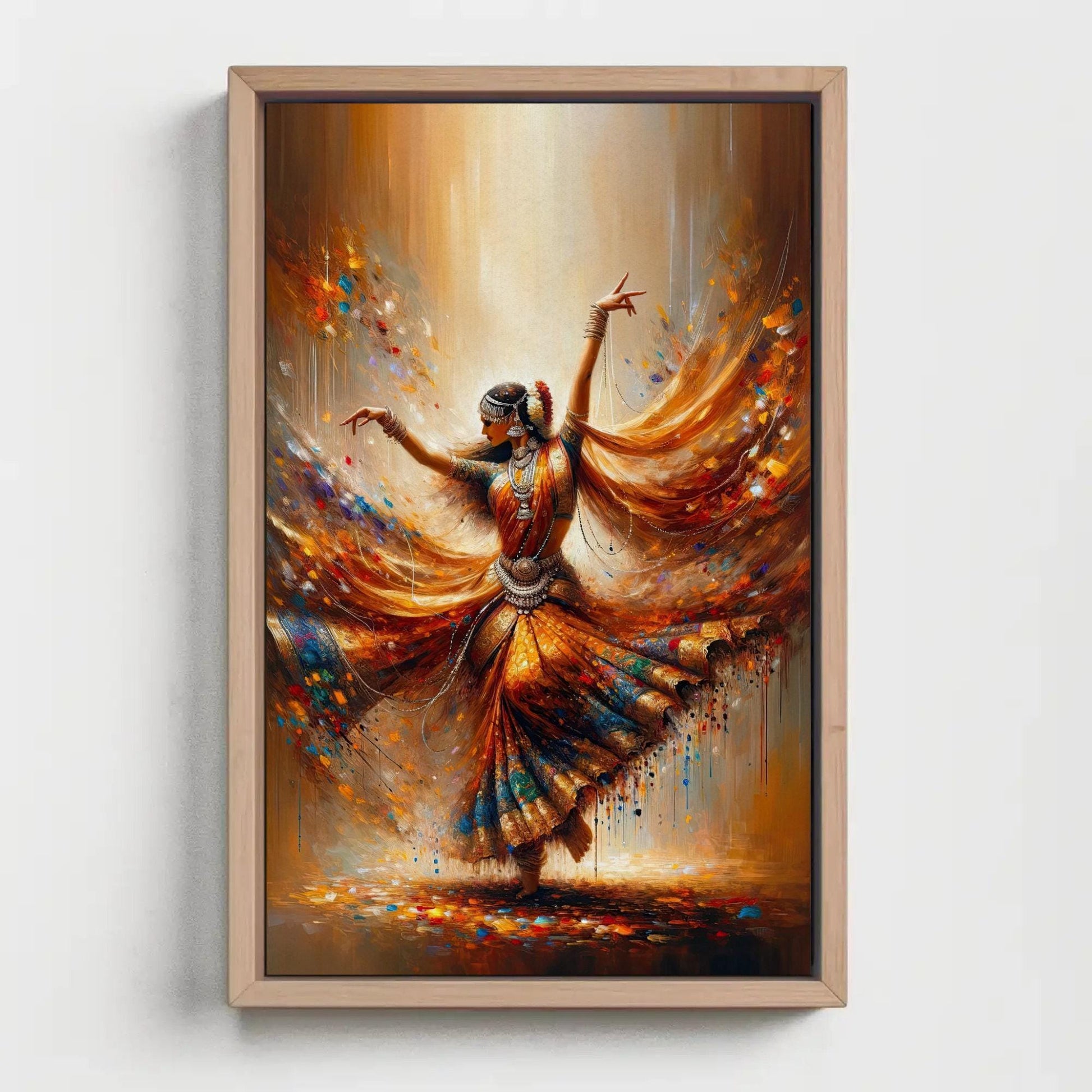 Indian Dancer , Elegance in Motion Cultural canvas wall art, ready to hang