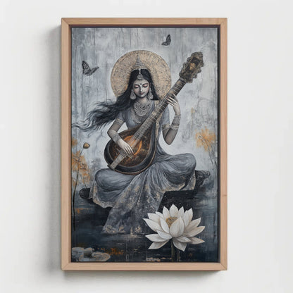 Goddess Saraswati Abstract Canvas Painting