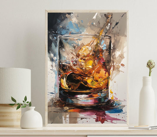 Whiskey Canvas Print, Modern Home Bar Sign Wall Art Decor