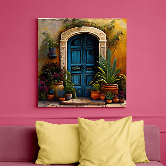 Mexican Door Art folk art canvas wall art, ready to hang