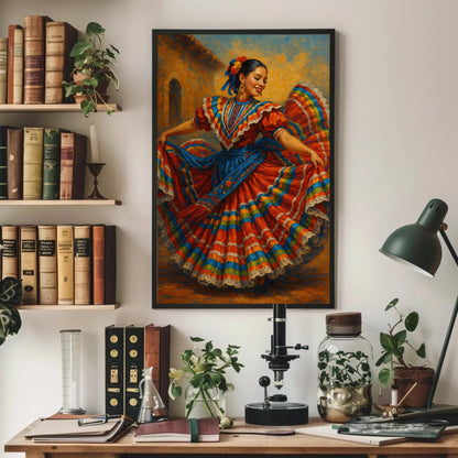 Mexican Folkloric Dancer canvas wall art, gallery-wrapped or framed