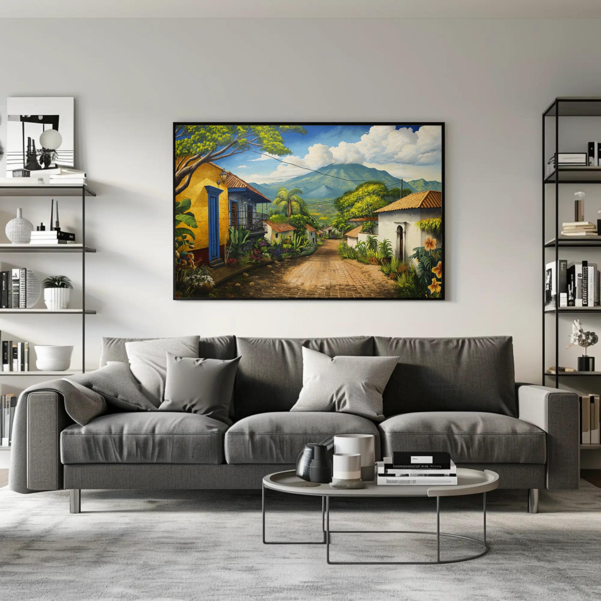 El Salvador , Salvadorian Town canvas wall art shown in a styled room (view 6)