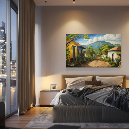 El Salvador , Salvadorian Town canvas wall art shown in a styled room (view 7)