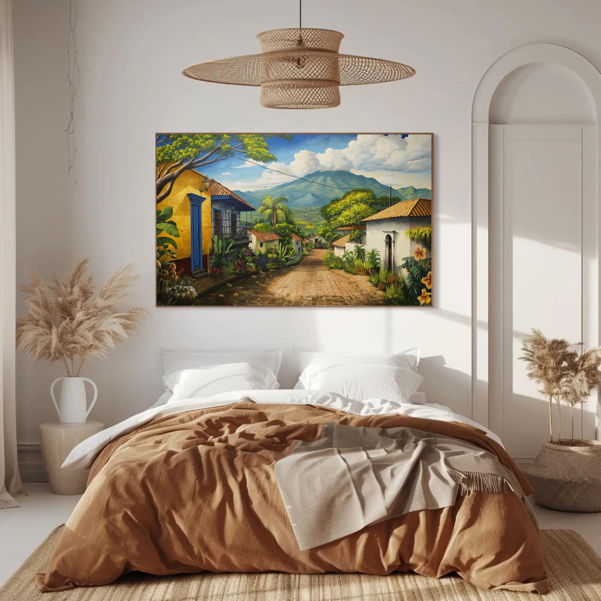 El Salvador , Salvadorian Town canvas wall art shown in a styled room (view 4)