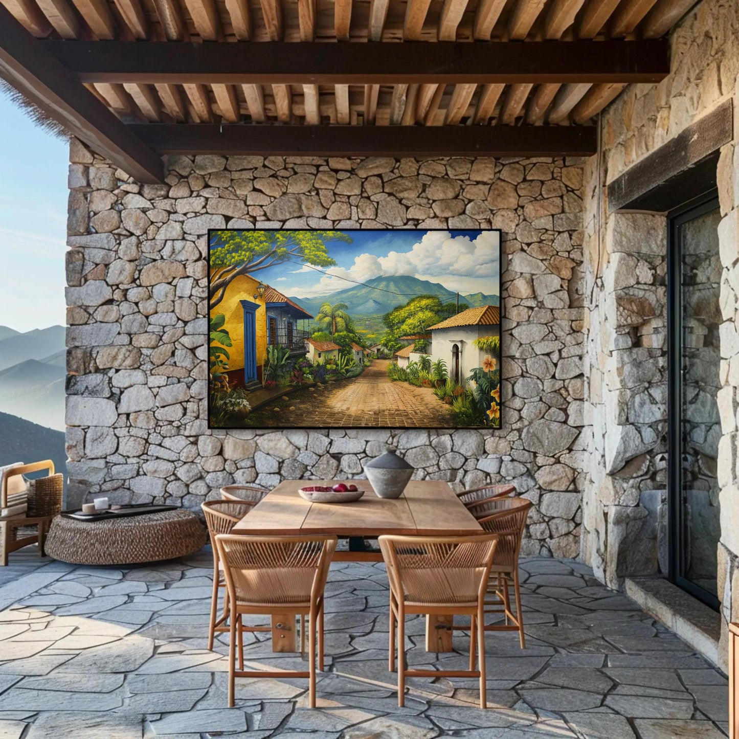 El Salvador , Salvadorian Town canvas wall art shown in a styled room (view 3)