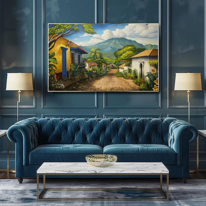 El Salvador , Salvadorian Town canvas wall art shown in a styled room (view 9)