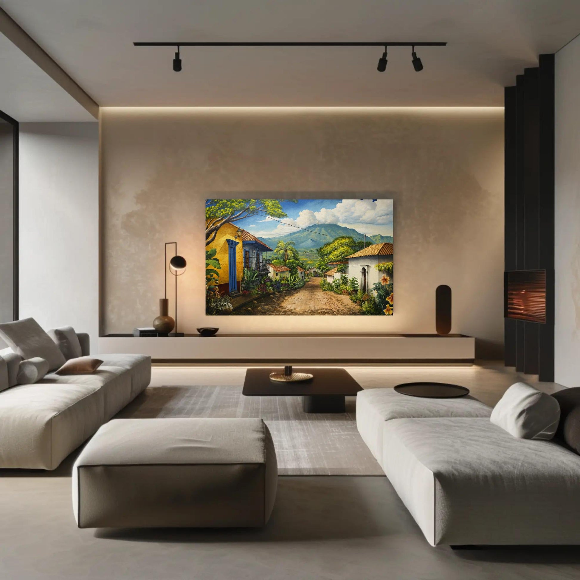 El Salvador , Salvadorian Town canvas wall art shown in a styled room (view 8)