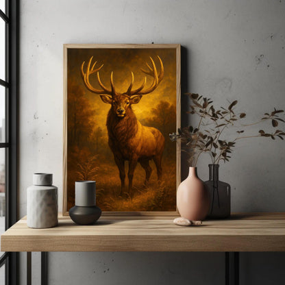Elk Oil Painting - Majestic Rustic Lodge Decor | Wildlife Wall Art Canvas - Antarmada