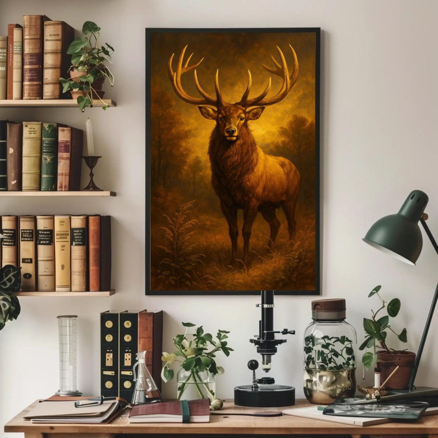 Elk Oil Painting - Majestic Rustic Lodge Decor | Wildlife Wall Art Canvas - Antarmada