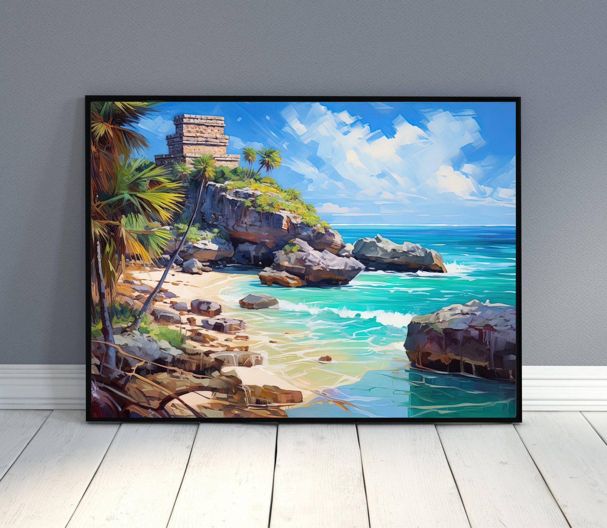 Tulum Mexico canvas wall art, statement décor
