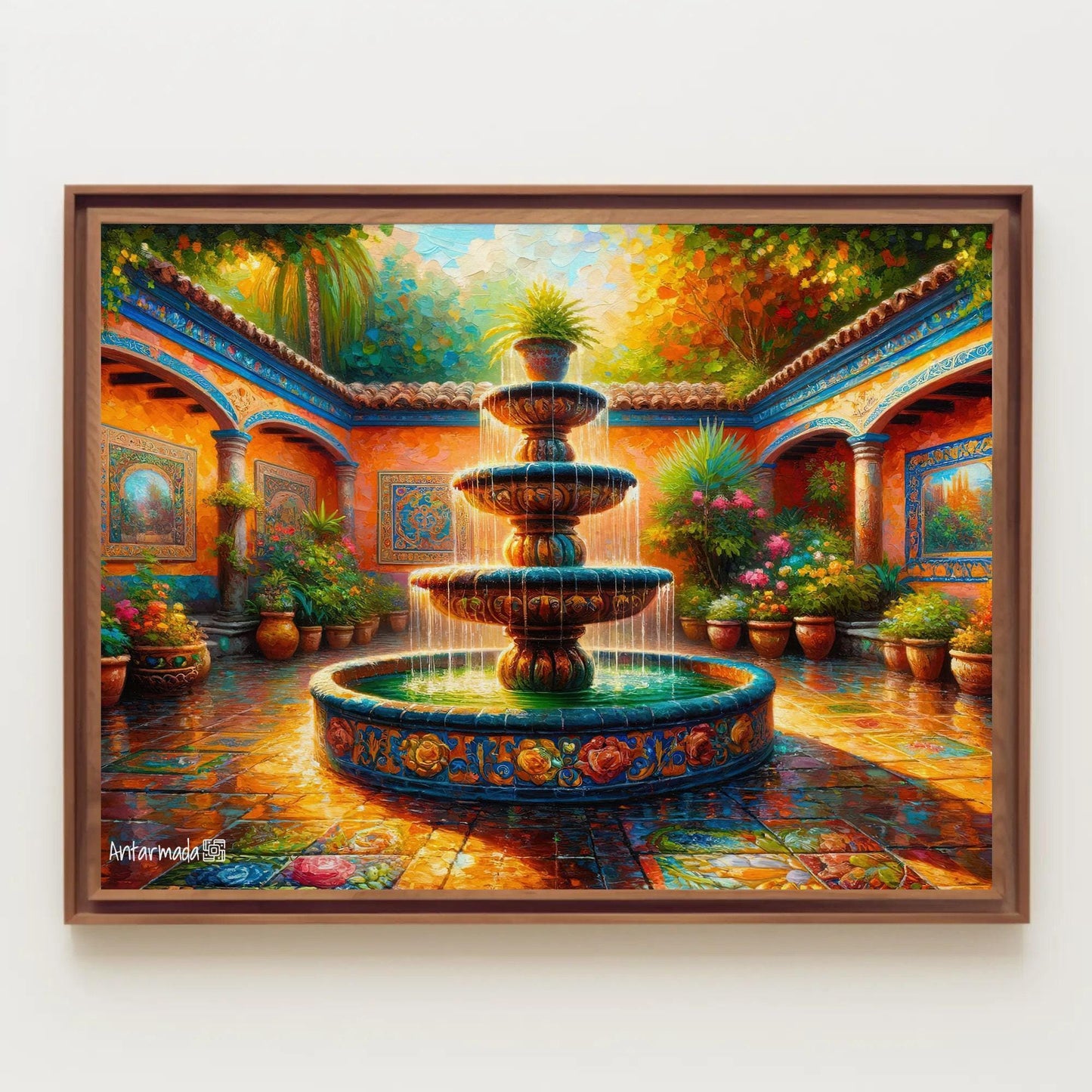 Mexican Courtyard traditional canvas wall art, ready to hang