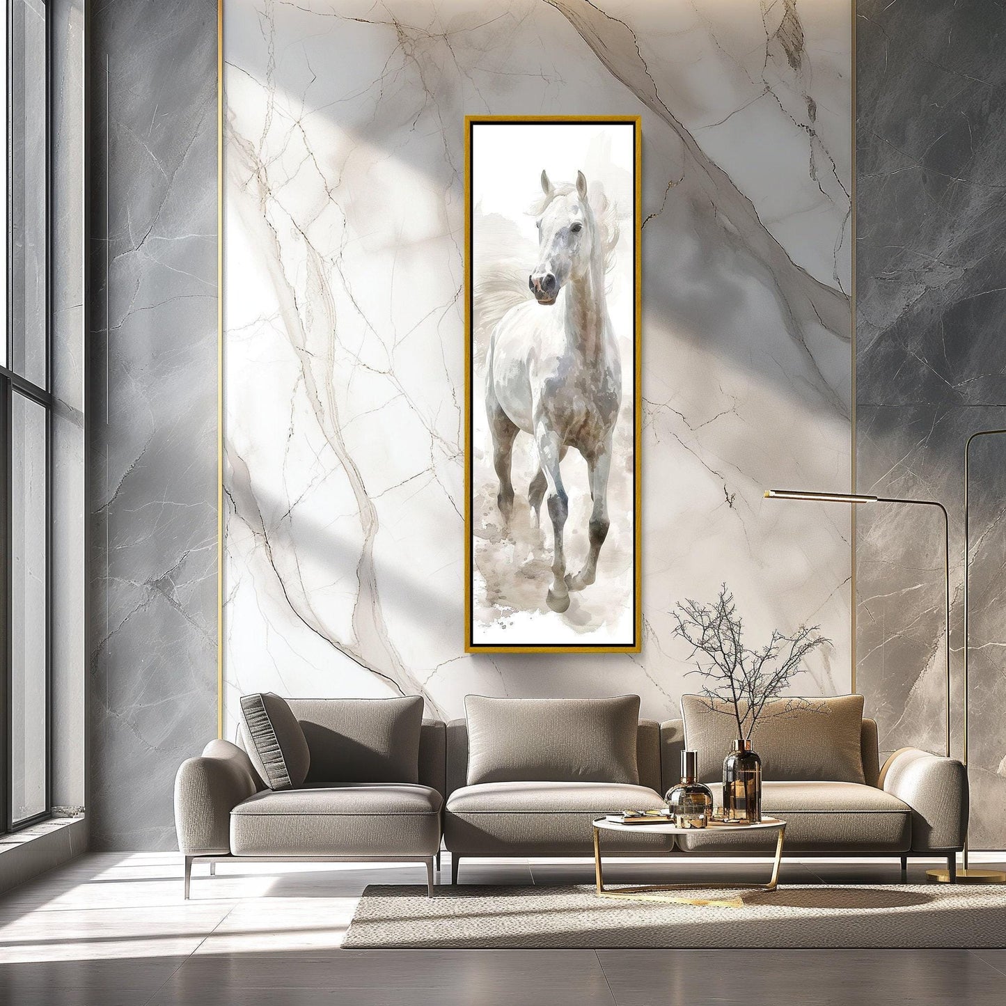 White Horse farmhouse canvas wall art, ready to hang (view 2)