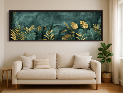 Tropical canvas wall art in gold tones