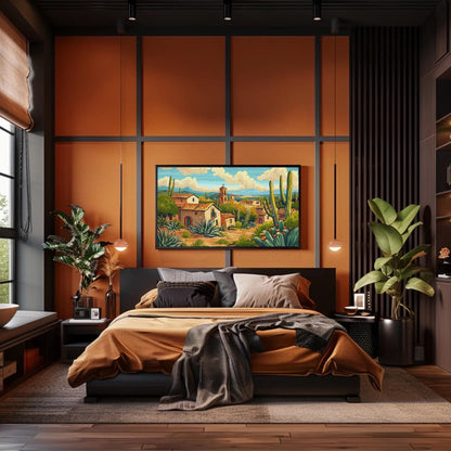 Mexican Desert canvas wall art shown in a bedroom (view 2)