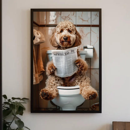 Goldendoodle Bathroom Canvas Print, Funny Toilet Humor Wall Art