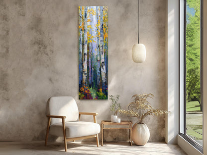 Autumn Birch Grove canvas wall art shown in a living room (view 3)