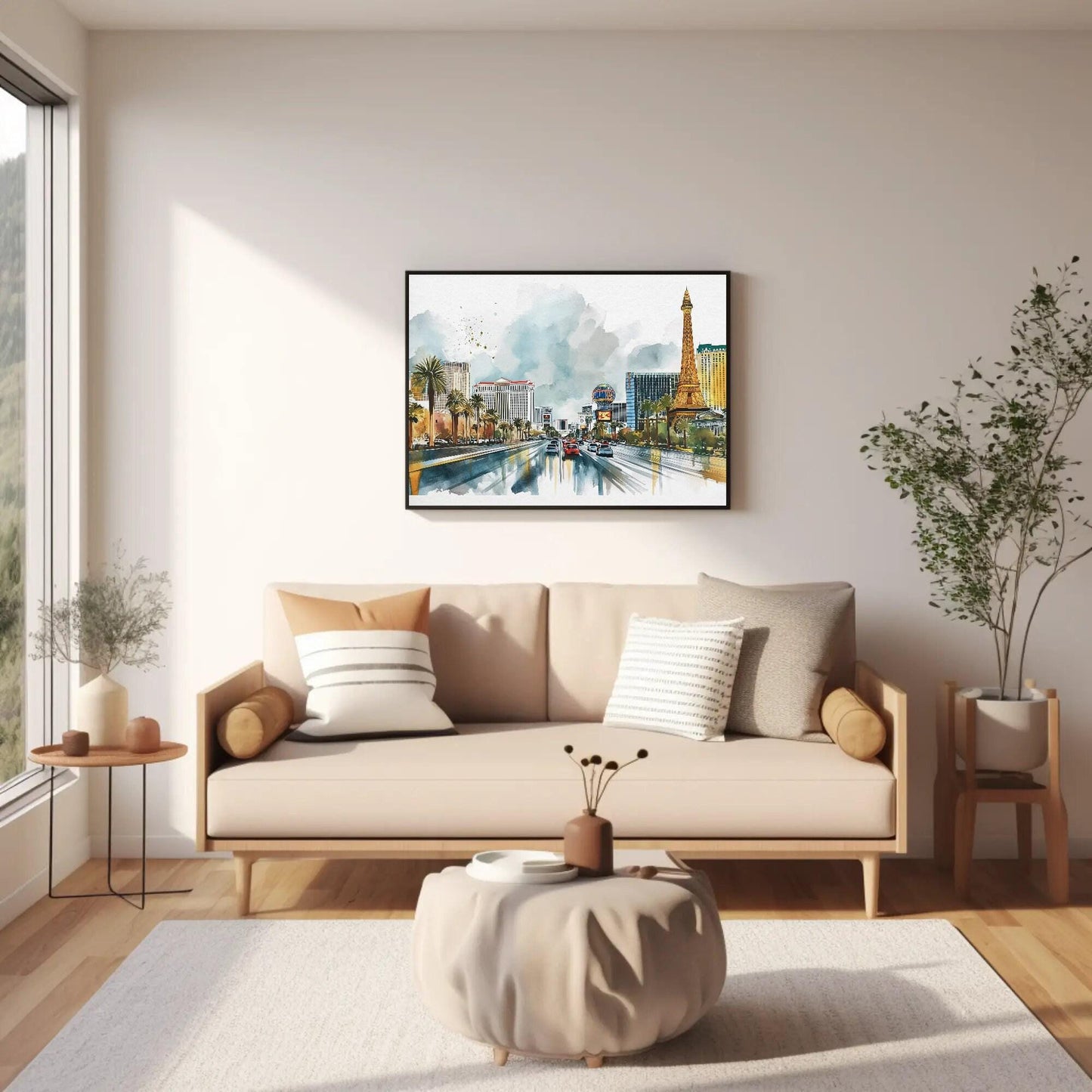 Las Vegas Strip canvas wall art shown in a living room (view 2)