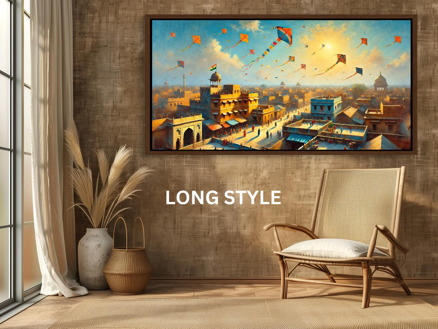 a room with a chair and a painting on the wall