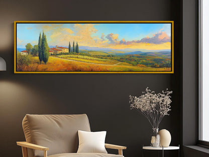 Tuscany , Italian Countryside Vineyard canvas wall art shown in a living room (view 2)