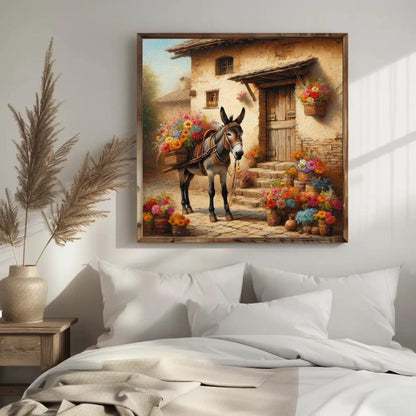 Mexican Burro Art canvas wall art shown in a styled room (view 2)