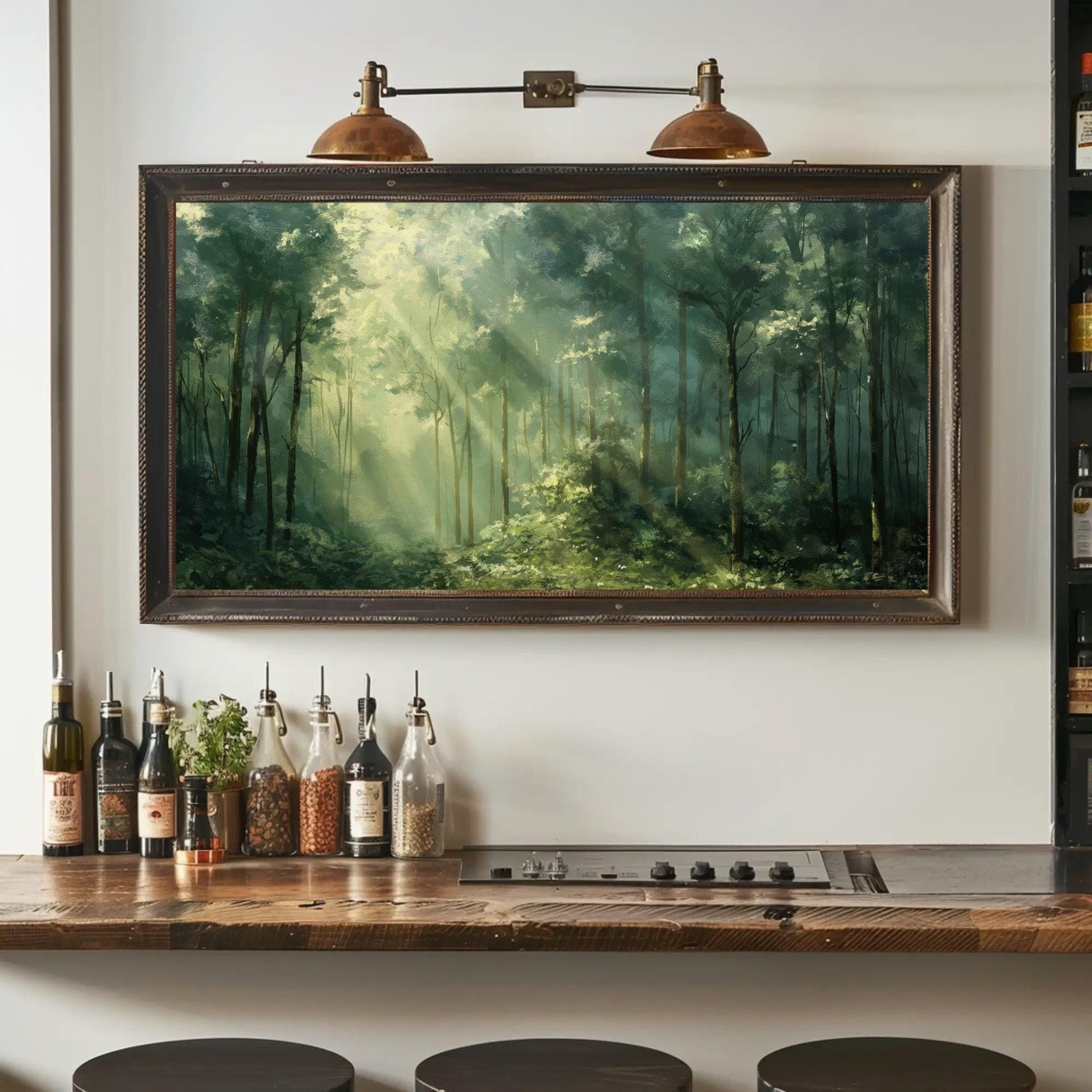 Green Forest canvas wall art shown in a styled room (view 2)