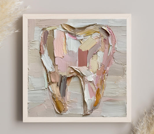 Dental Office Wall Art – Blush Gold Tooth Canvas Print | Dentist Clinic Decor