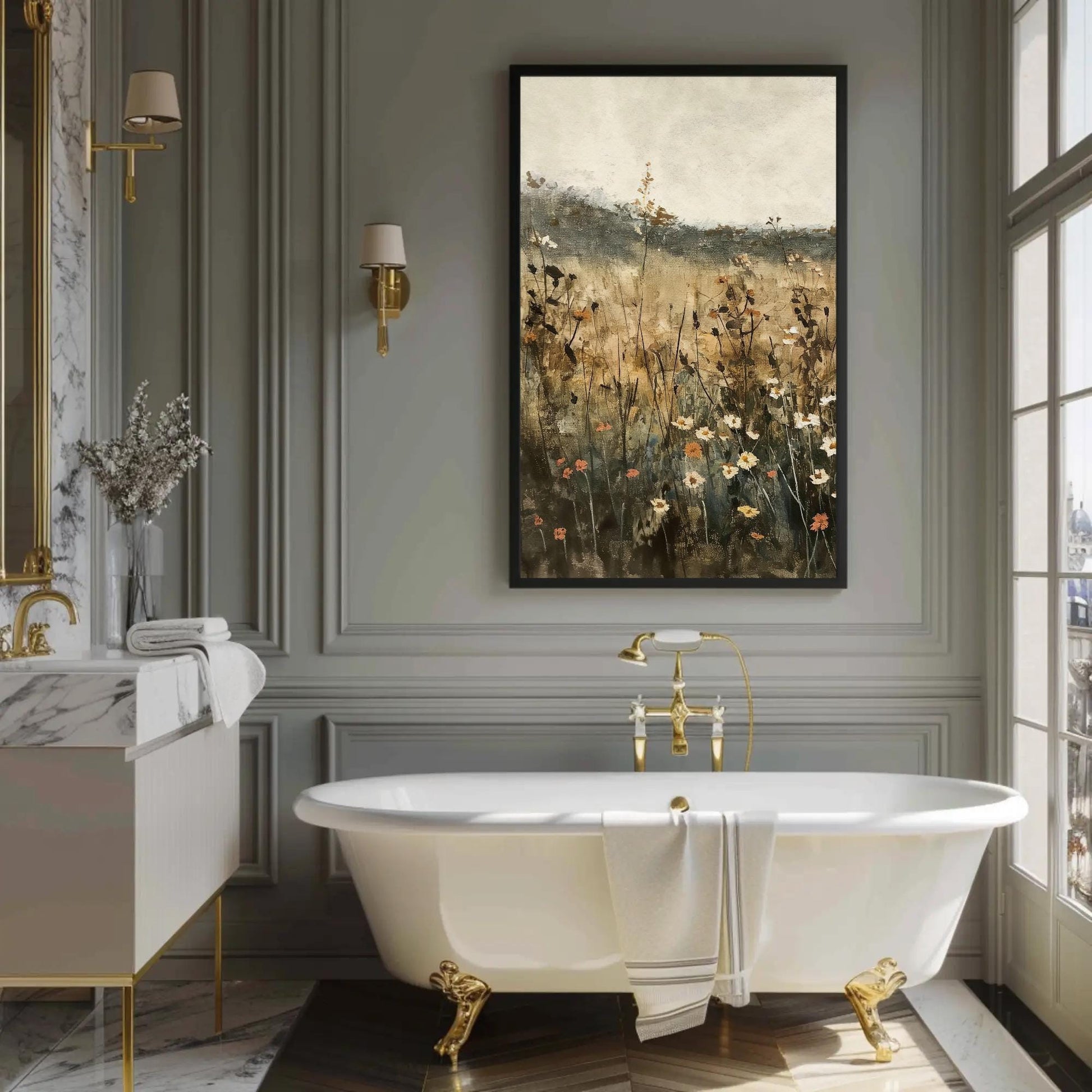 Wildflower , Rustic Farmhouse Floral canvas wall art, gallery-wrapped or framed (view 2)