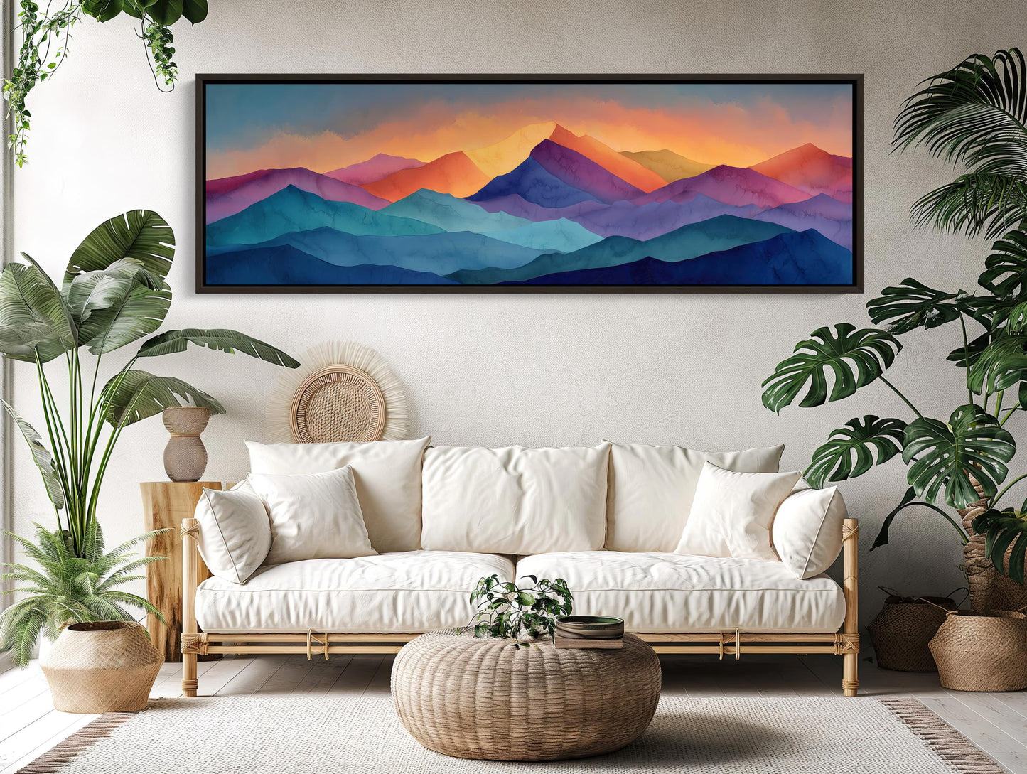 Mountain canvas wall art shown in a living room (view 4)