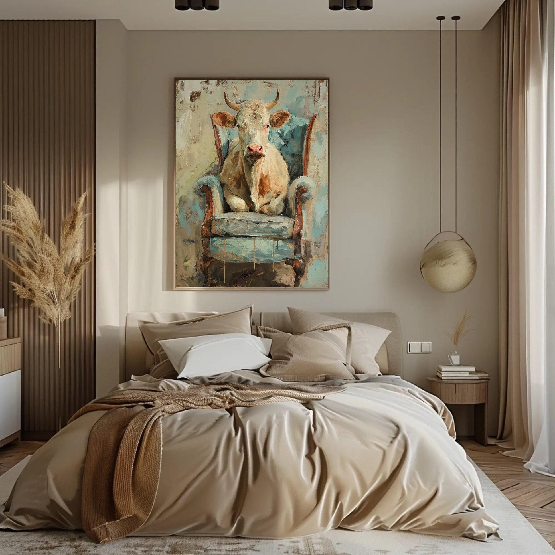 Funny Cow canvas wall art, gallery-wrapped or framed