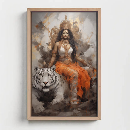 Goddess Durga Canvas Print, Majestic Indian Wall Art, Spiritual Home Decor