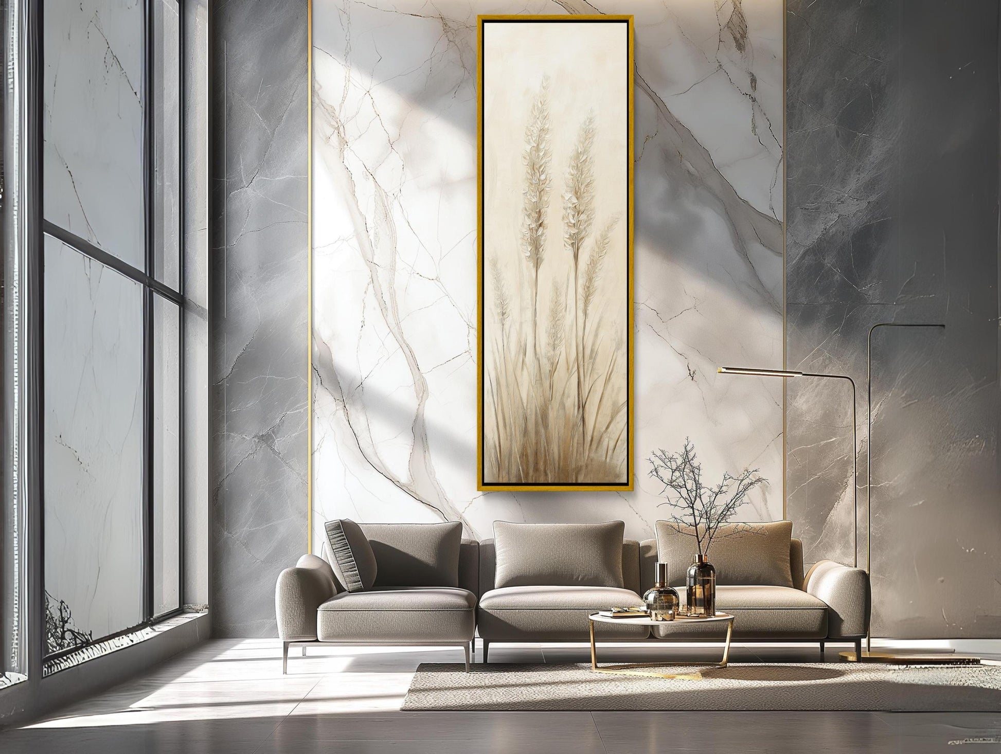 Wild Grass canvas wall art shown in a living room (view 2)