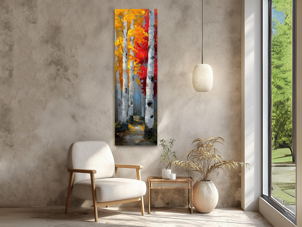 a room with a chair and a painting on the wall