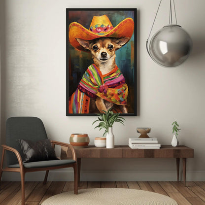 Funny Mexican Chihuahua , Dog Lover canvas wall art shown in a styled room (view 2)