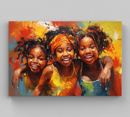 African Sisters Canvas Print, Black Sisterhood Wall Art Decor