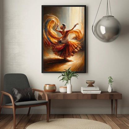 Indian Dancer Oil Painting canvas wall art shown in a styled interior (view 3)